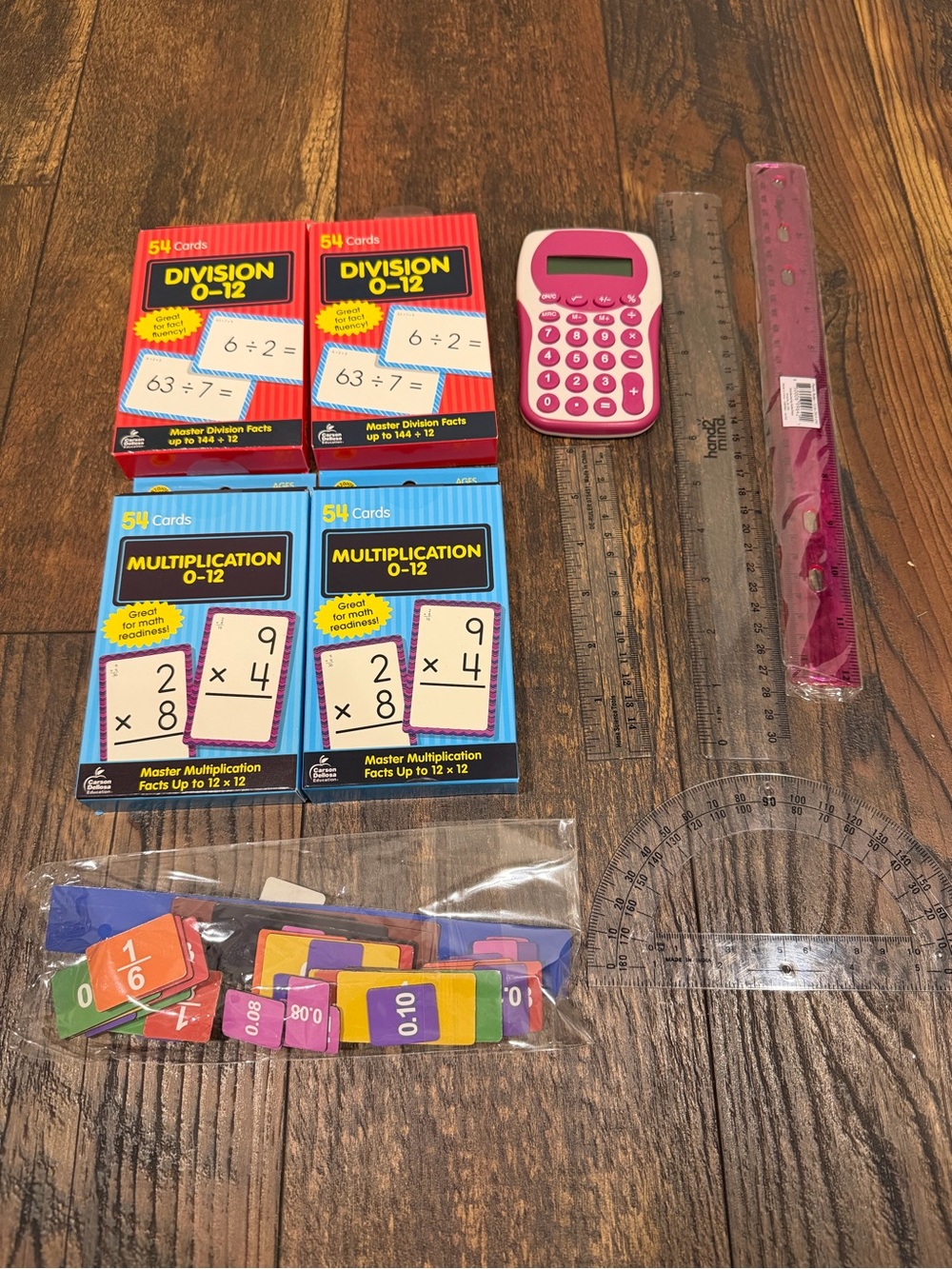 Lot of math school supplies items